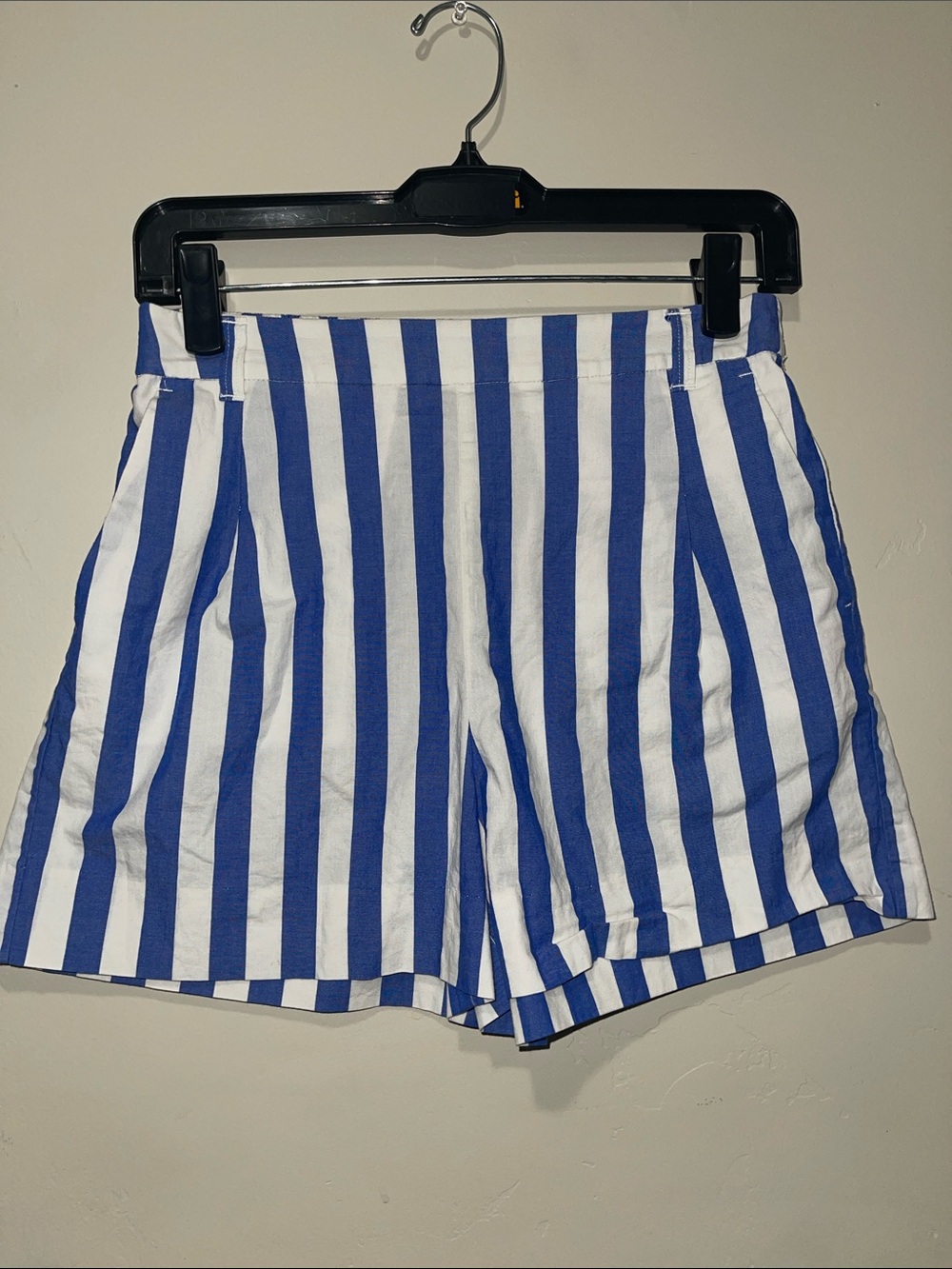 J. Crew Blue and White Vertical Stripe Shorts Cotton Mid to High Rise size 0